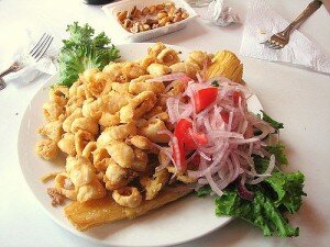 Chicharron Mixto - A fried seafood Peruvian speciality